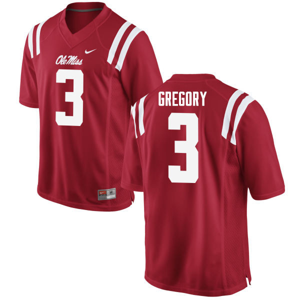 Men #3 DeMarcus Gregory Ole Miss Rebels College Football Jerseys Sale-Red